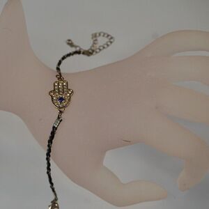 Hamsa Hand Braded Bracelet With Blue Evil Eye Protection Charm